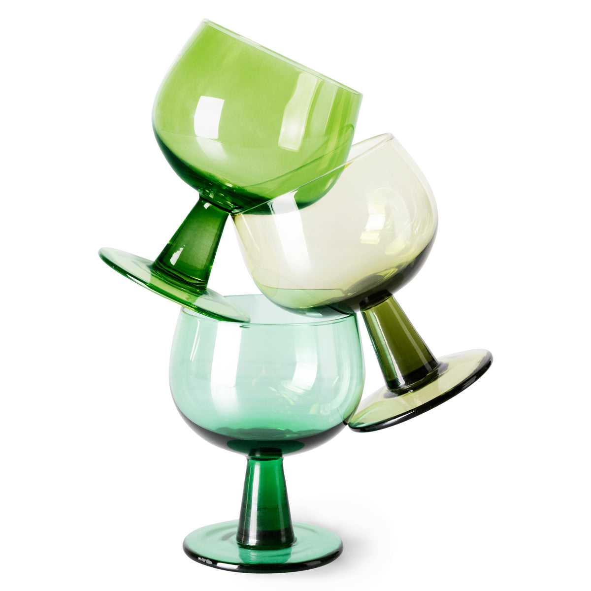 The Emeralds: Wine Glass Low, Lime Green (set of four)