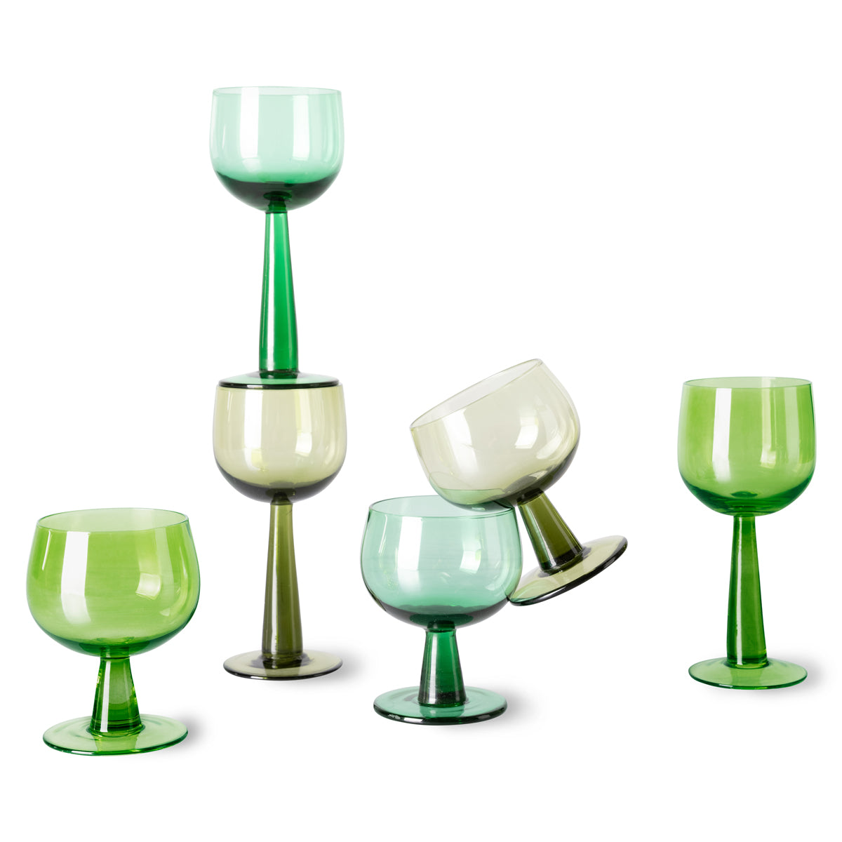 The Emeralds: Wine Glass Low, Lime Green (set of four)