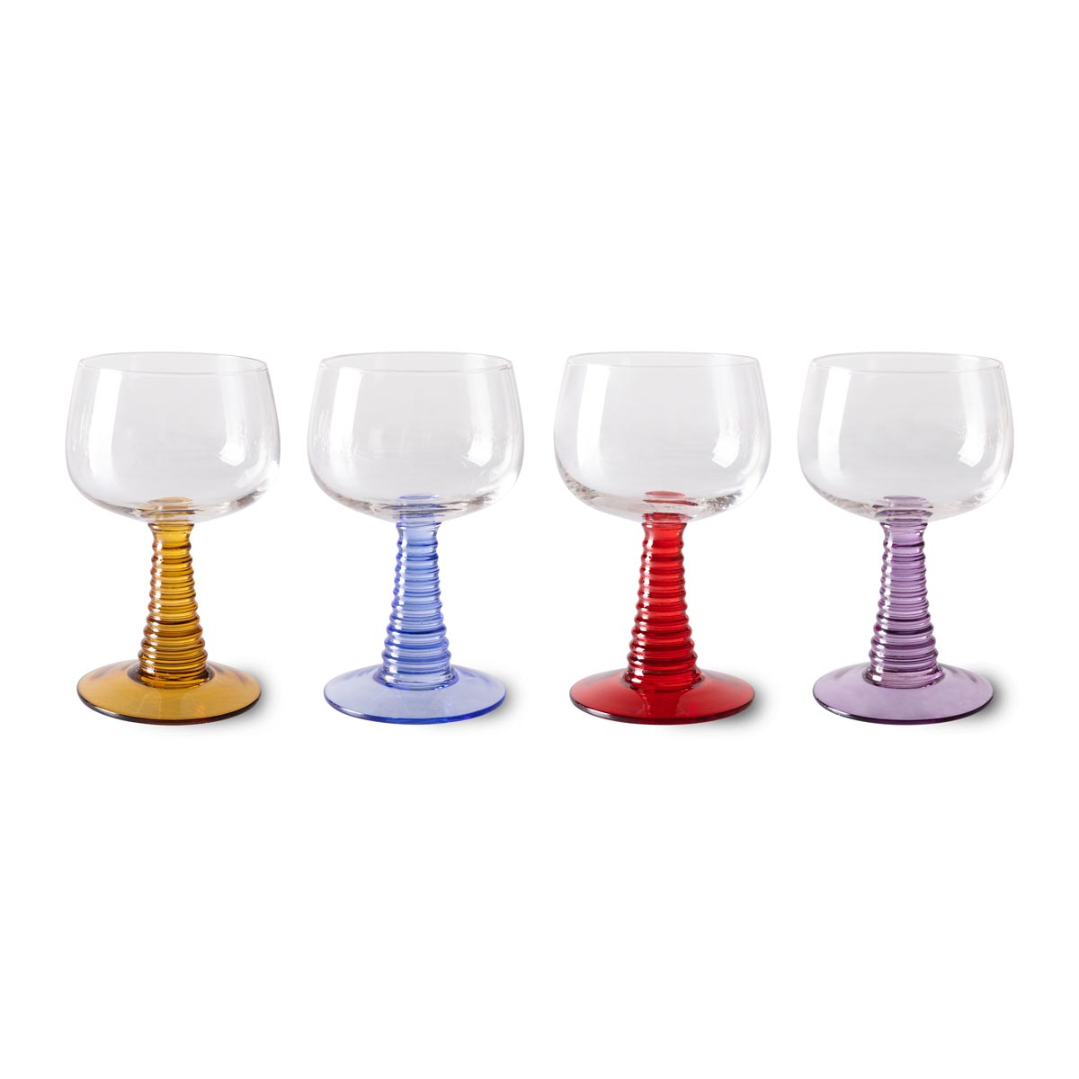 Swirl Wine Glass Mixed Colours Set of Four