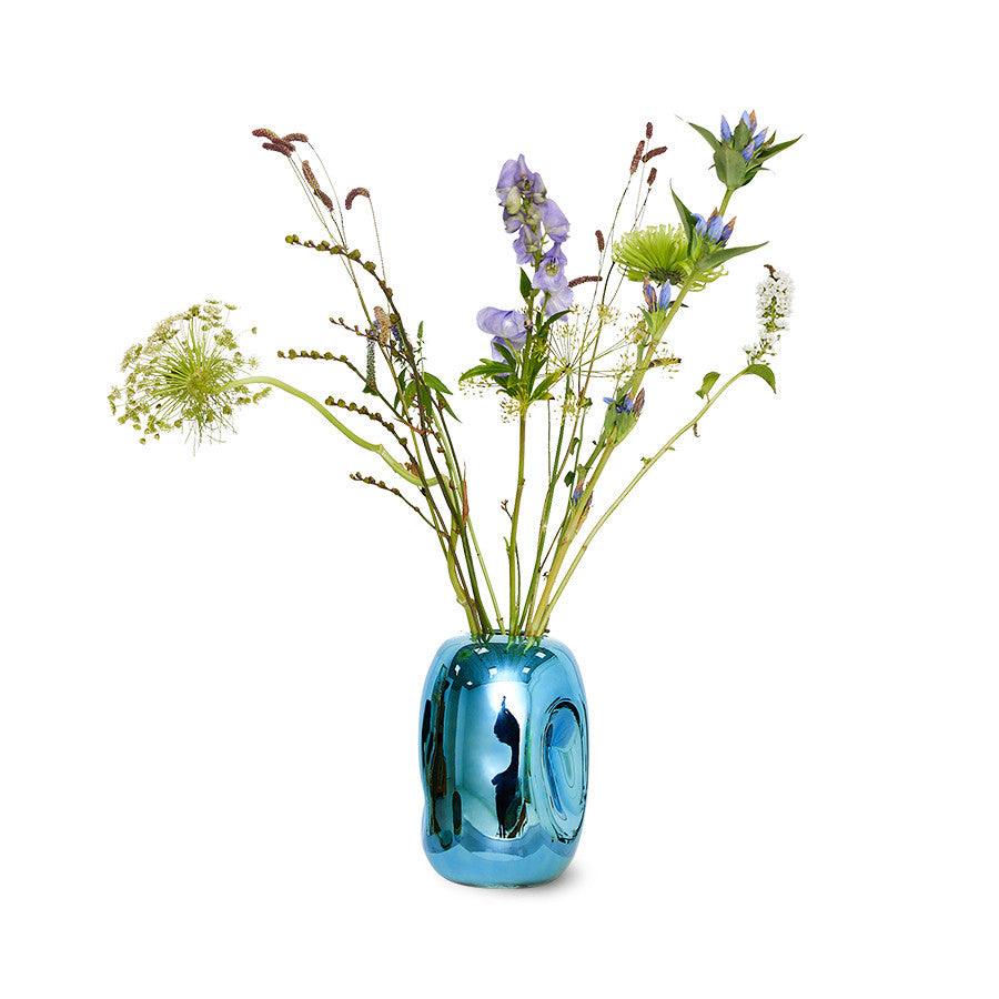 HK Objects: Blue Chrome Glass Vase Glass, electroplated AGL4491