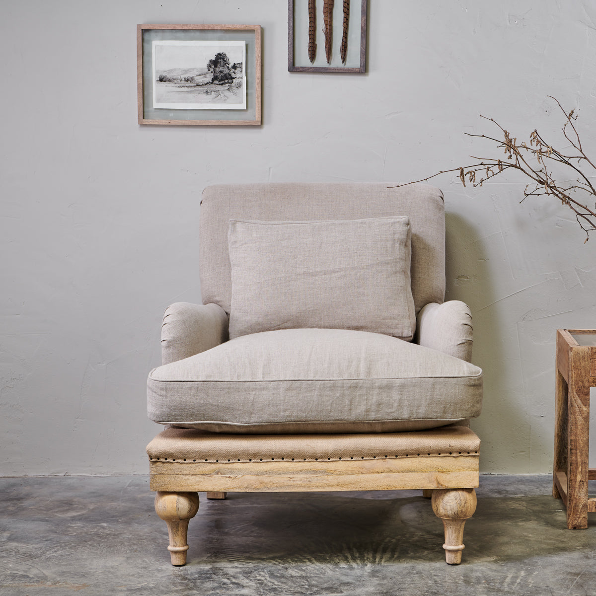 Abe Linen Armchair - Stone