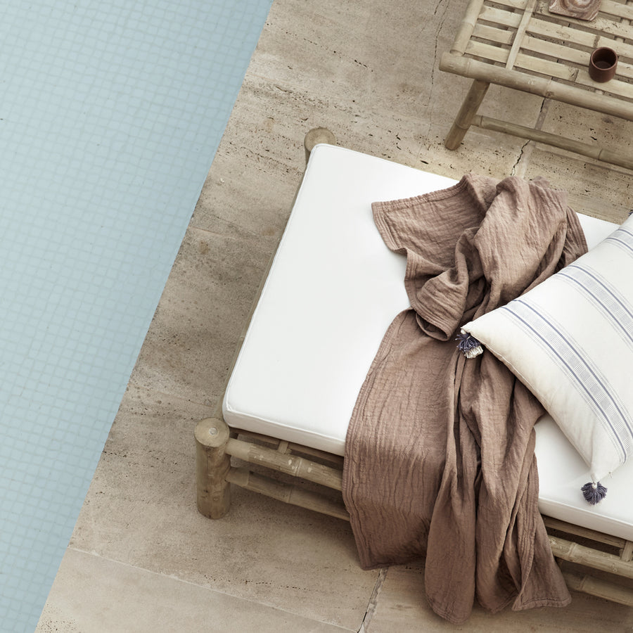 Tine K Bamboo sunbed with white mattress