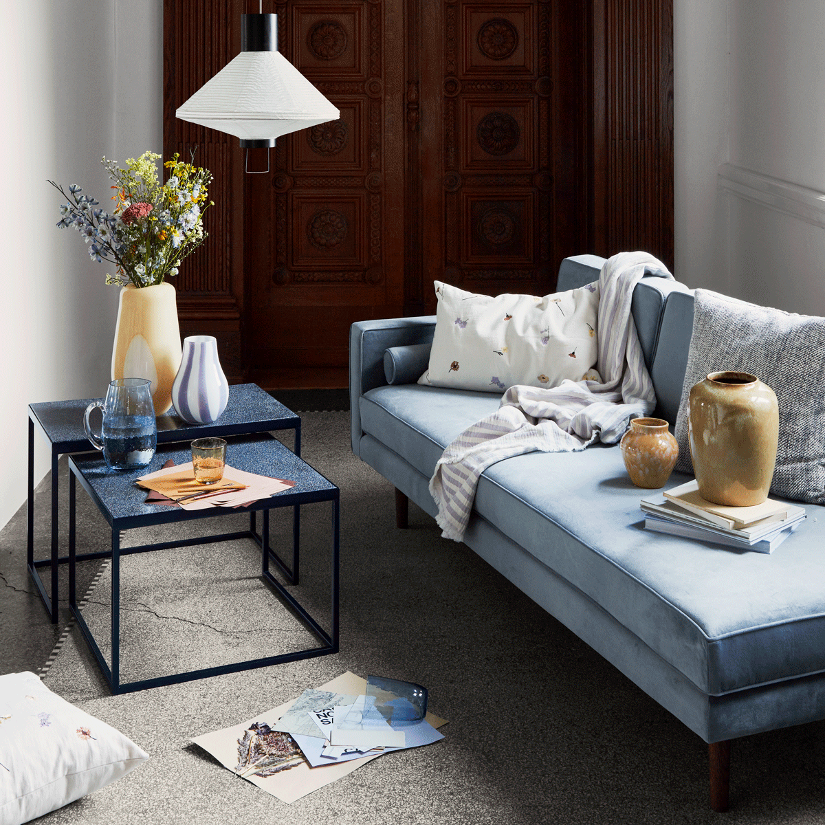 Broste Copenhagen Sofa 'Wind' 31000092 pastel blue velvet