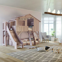 Thumbnail for MDF Tree house Bunk Bed with Slide and Side Platform Mathy by Bols
