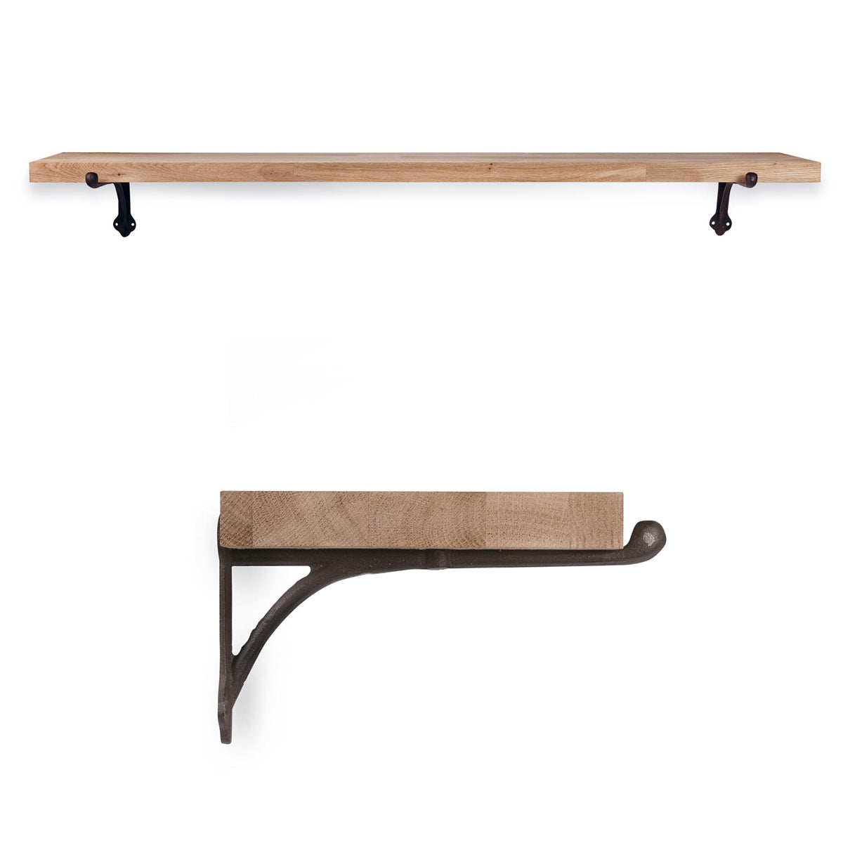 Garden trading Cast Iron Bracket Shelf - Raw Oak