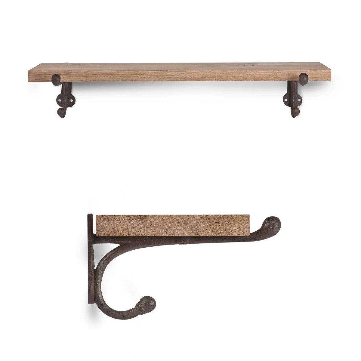 Garden trading Cast Iron Bracket Shelf - Raw Oak