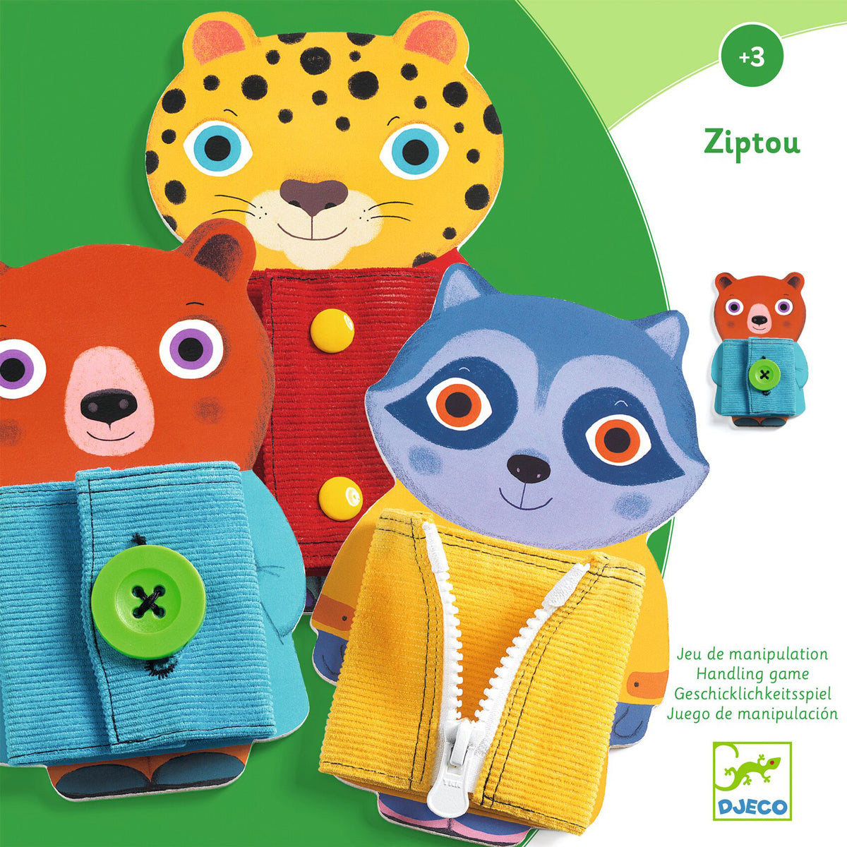 Djeco Ziptou zips buttons and poppers toys for 3 years old DJ01663