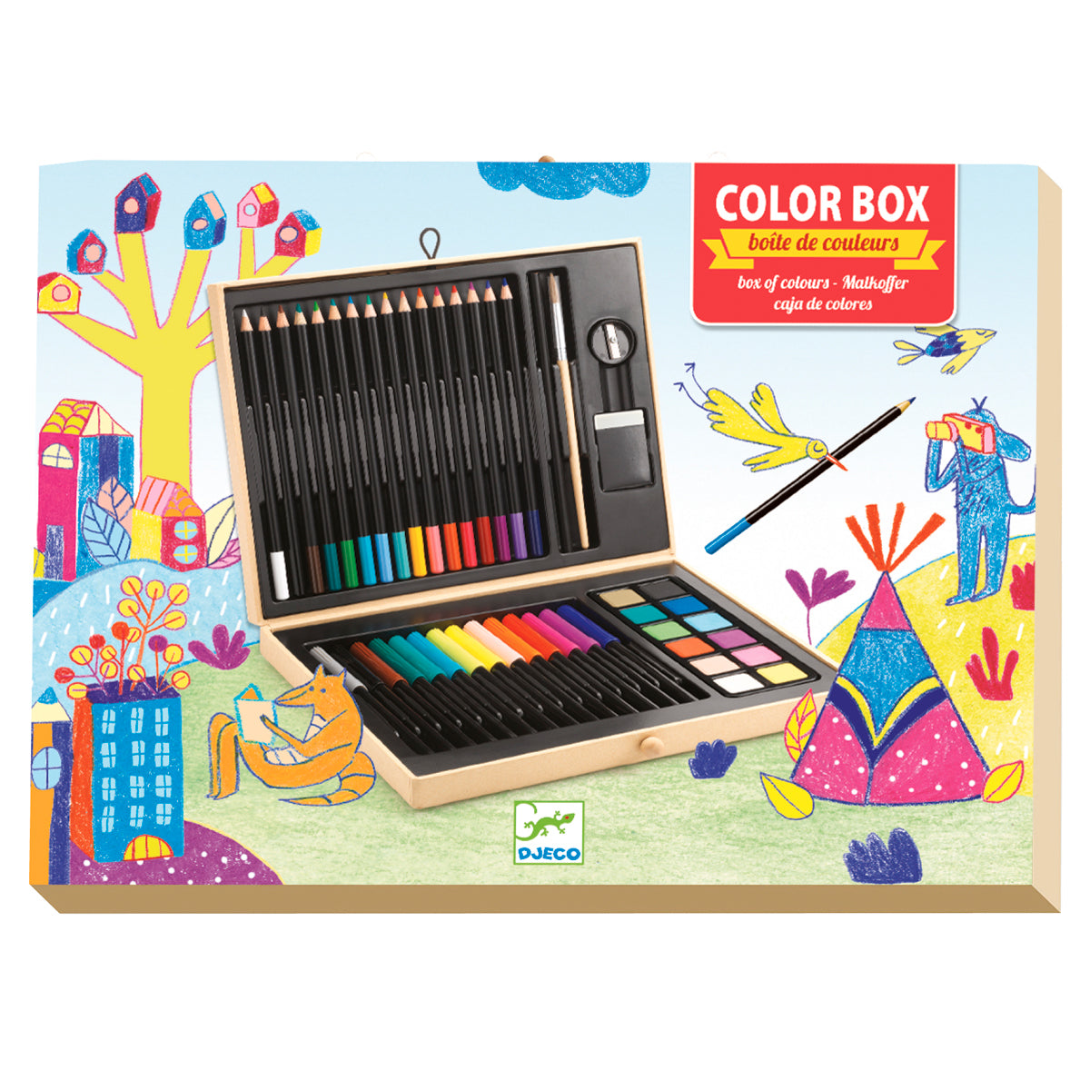 Colour Box of Colours Djeco box of coloured pens, pencils and paints