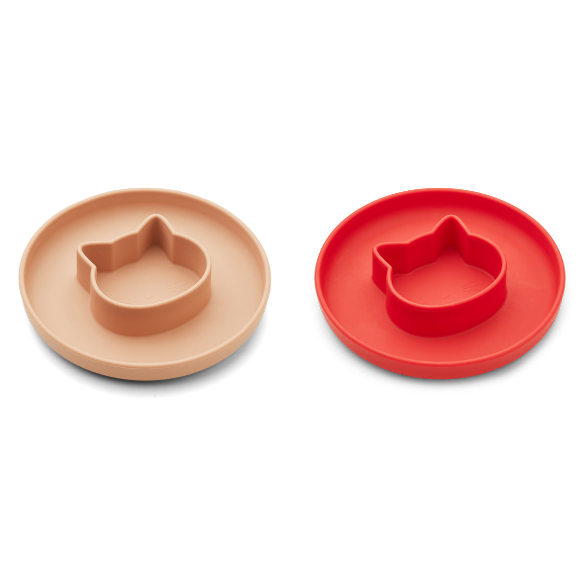 Liewood Gordon Plate 2 Pack - Cat apple red/tuscany rose mix silicone