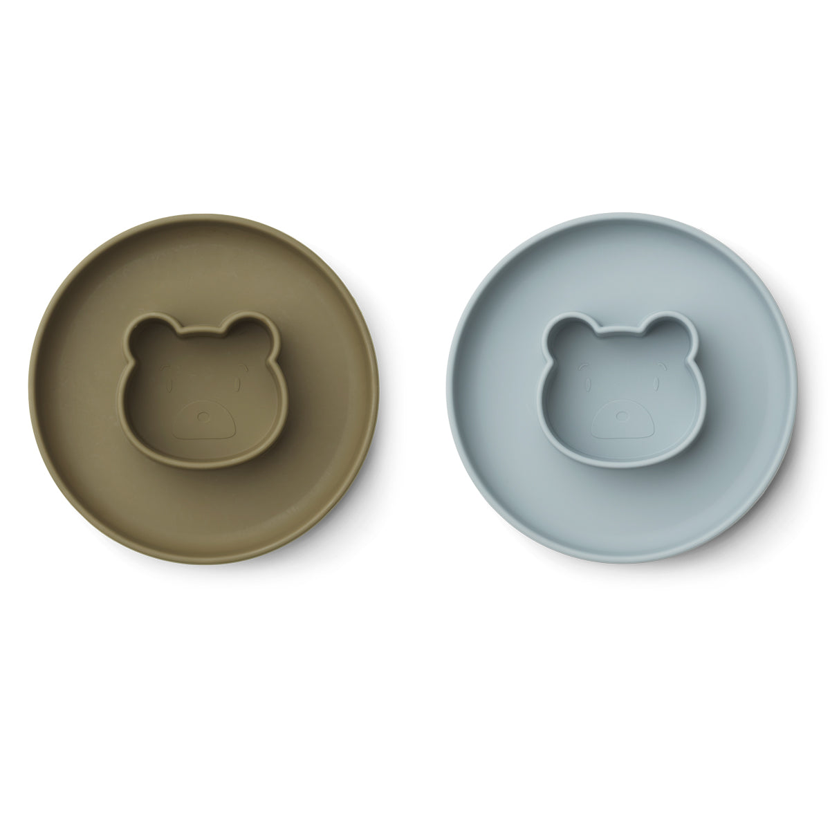 Liewood Gordon Plate 2 Pack - Mr bear blue fog/khaki mix silicone