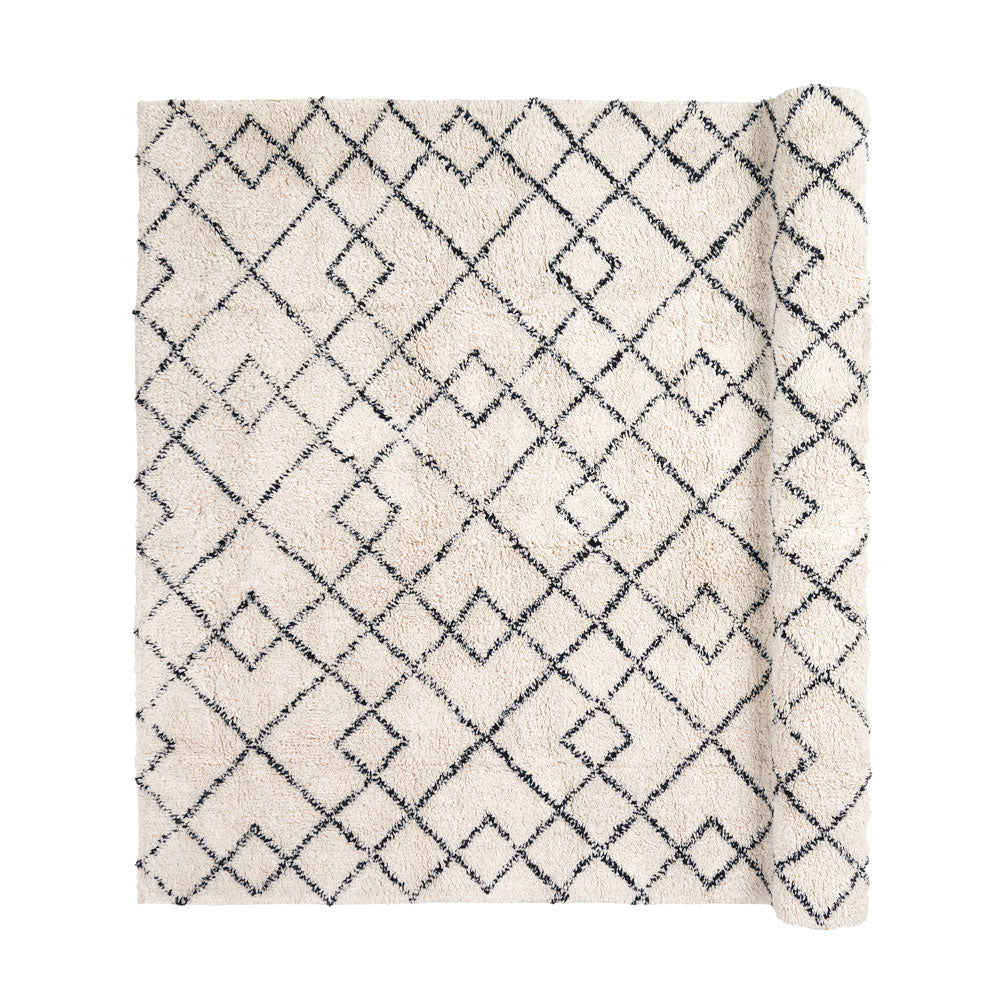 Broste Copenhagen Bohemian Janson rug cream and black