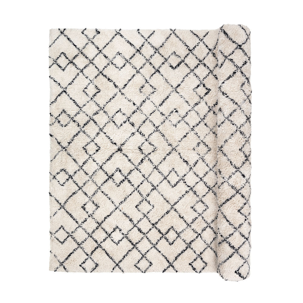 Broste Copenhagen Bohemian Janson rug cream and black