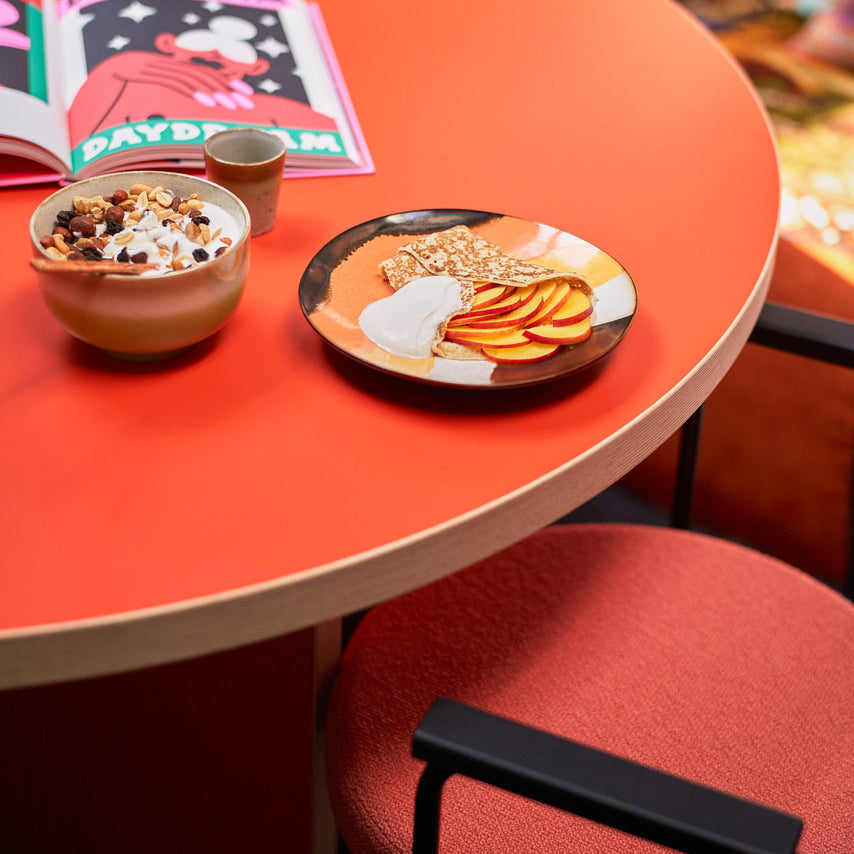 HK Living Dining Table Orange Round 130cm CTA4018