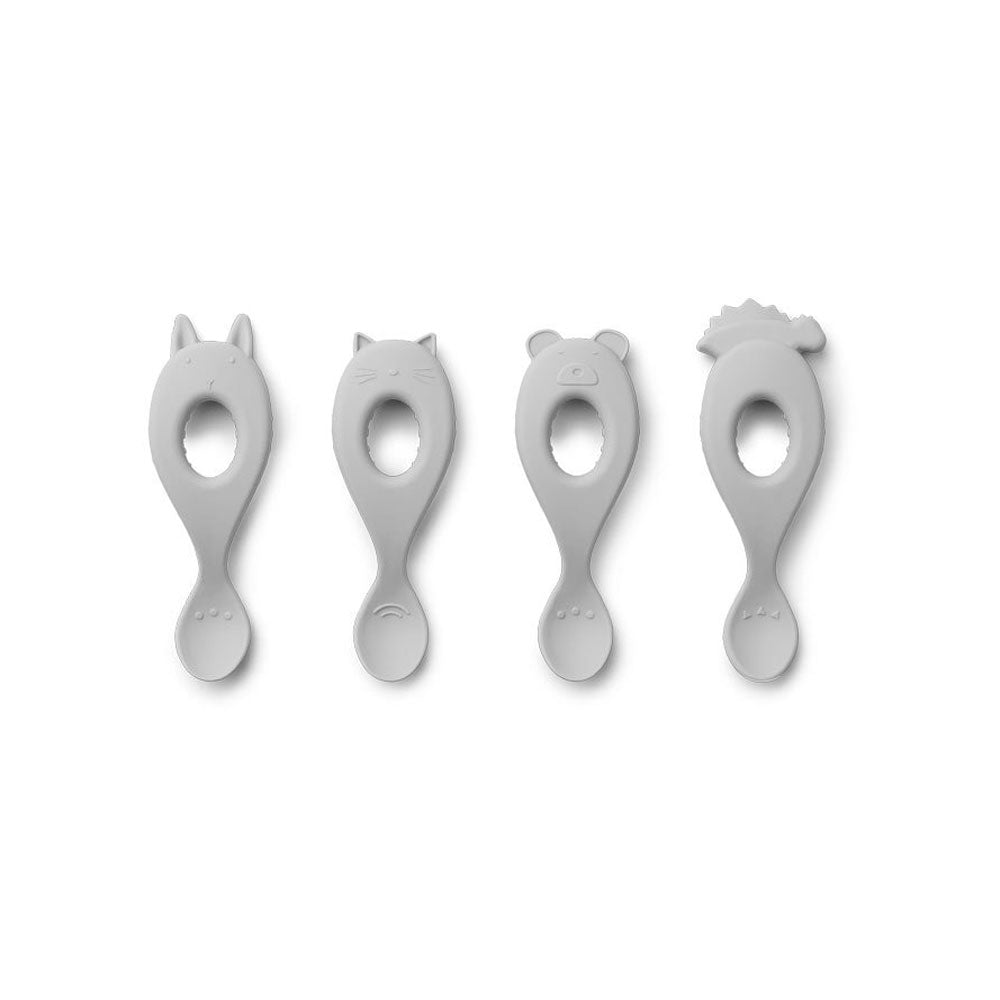 Liewood Liva Silicone Spoon 4 Pack - Dumbo grey weaning baby spoon