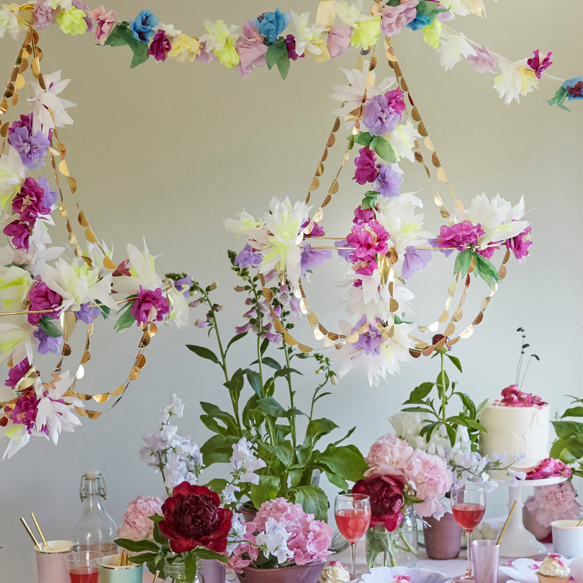 Meri Meri Lilac blossom chandelier paper flowers