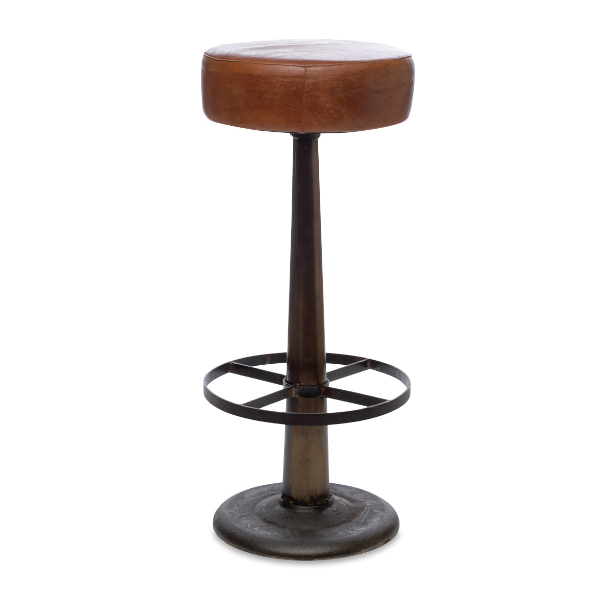 Narwana Leather Round Stool