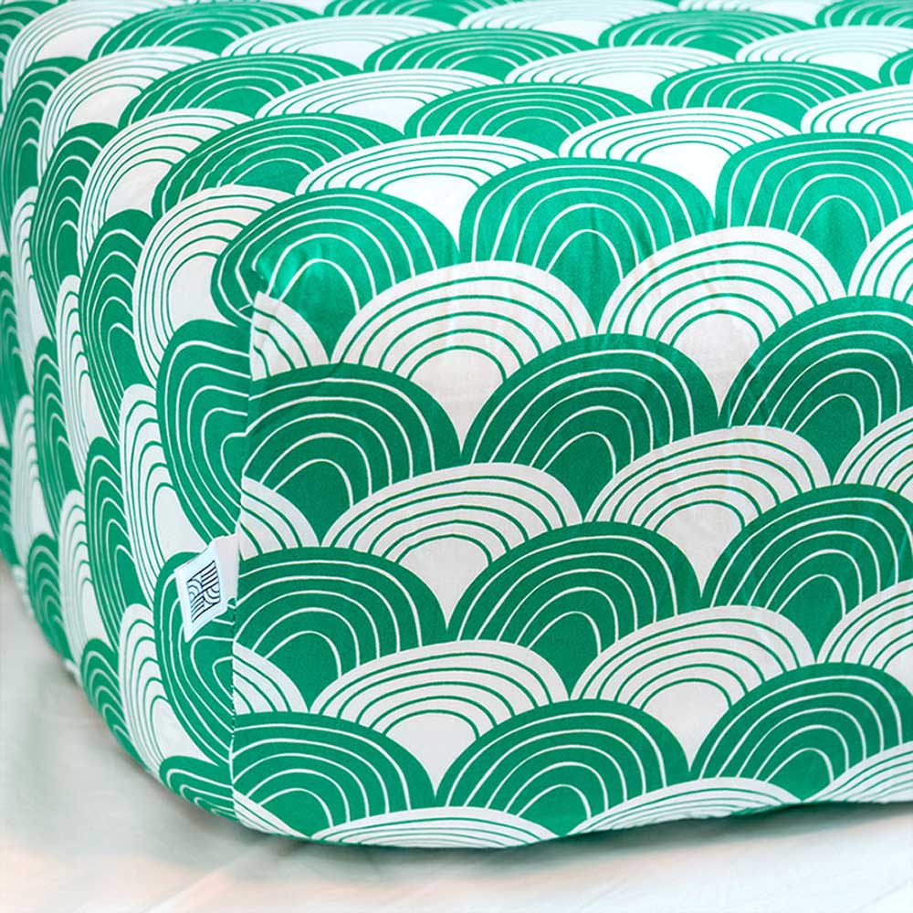 Rainbows fitted sheet pine green swedish linens