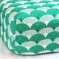 Thumbnail for Rainbows fitted sheet pine green swedish linens