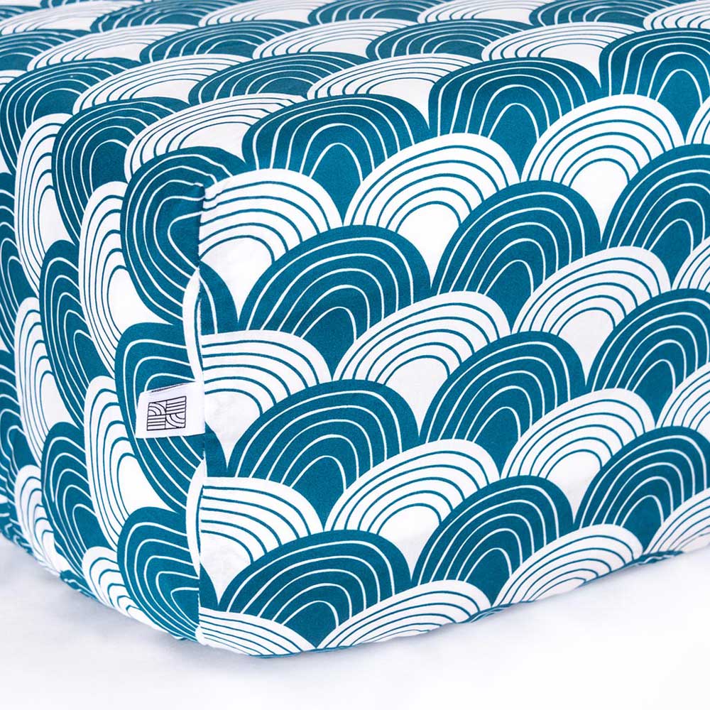 Rainbows fitted sheet moroccan blue swedish linens