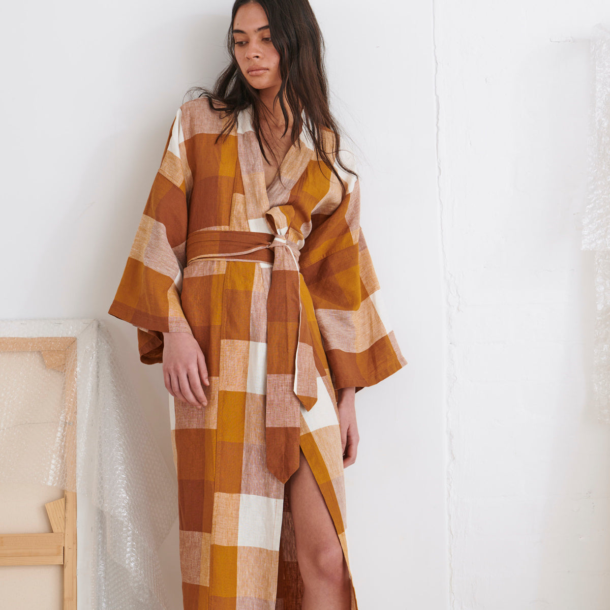 Society of Wanderers Biscuit Check Robe