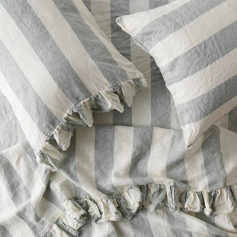 Society Of Wanderers Fog Stripe Pillowcase Sets French Linen