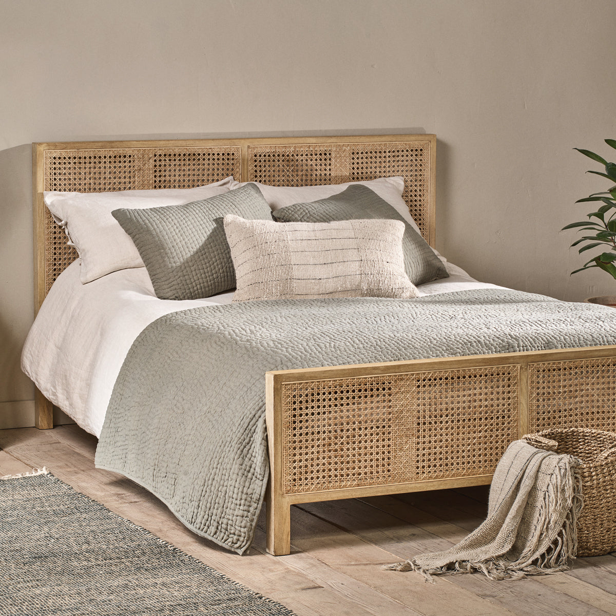 Nkuku Saharsa Cane & Mango Wood Bed