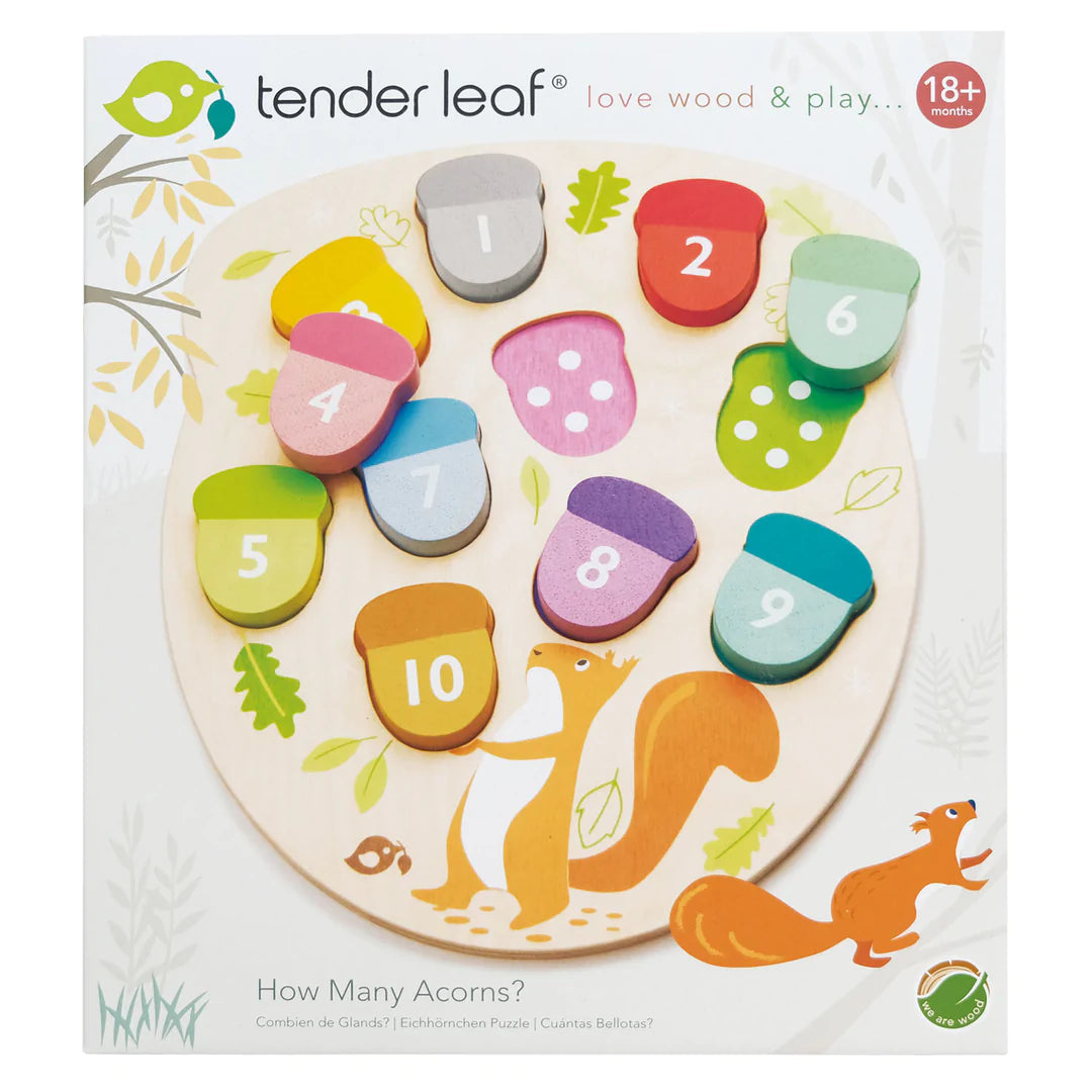 Tender Leaf Toys How Many Acorns Wooden counting game