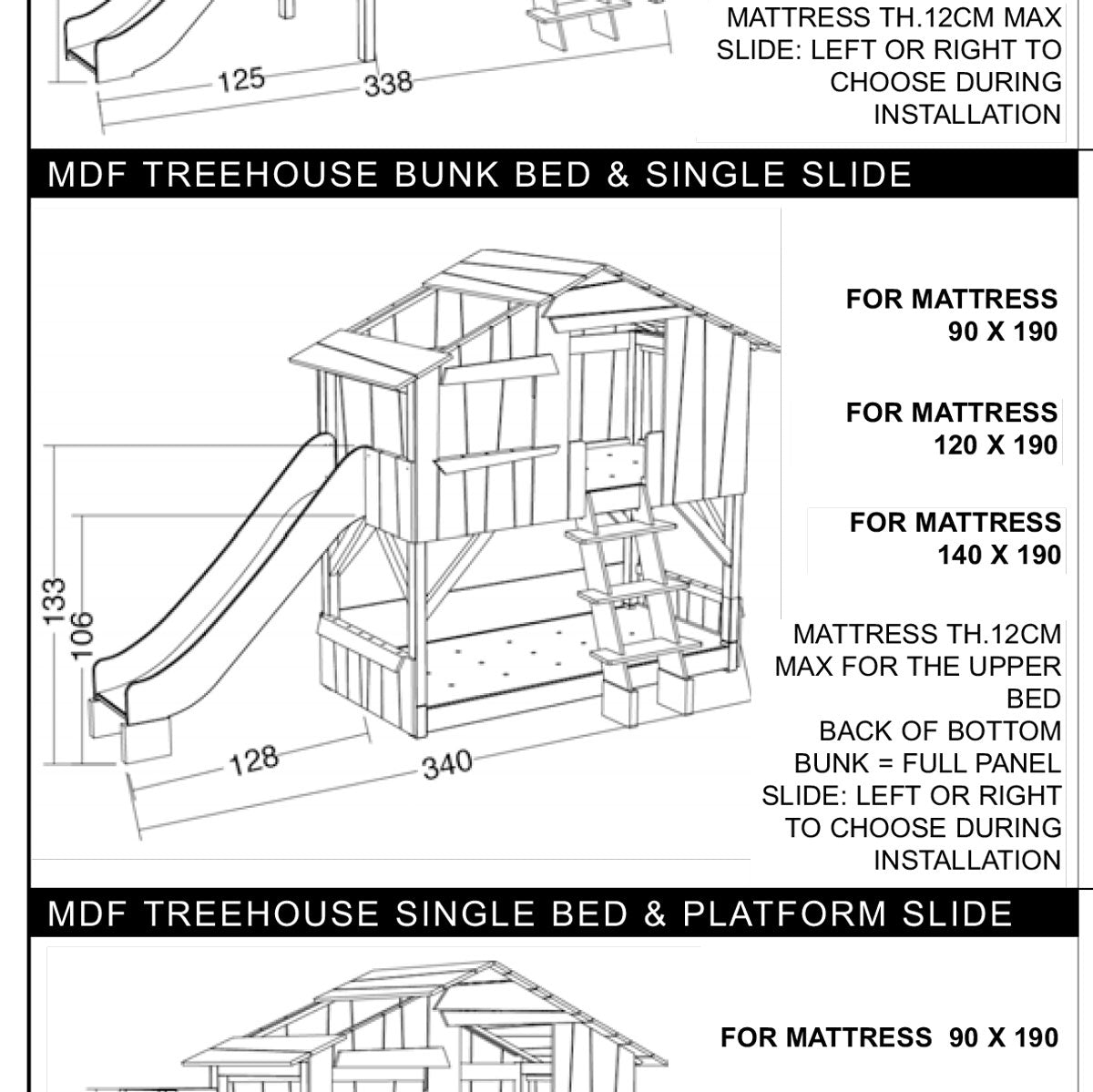 Tree house Bunk Bed with Slide