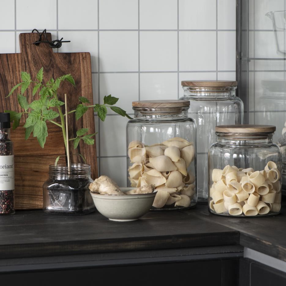 IB Laursen Glass Food Storage Jar With Wooden Lid 3750 ml
