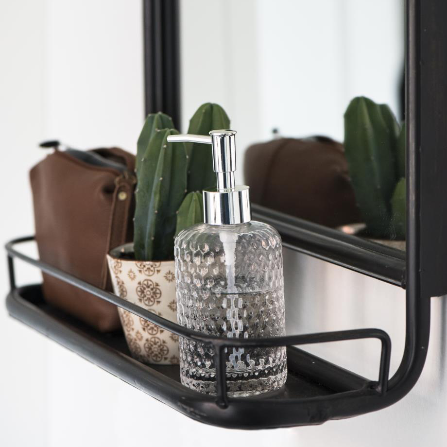 Wall Mirror With Mini Shelf Black