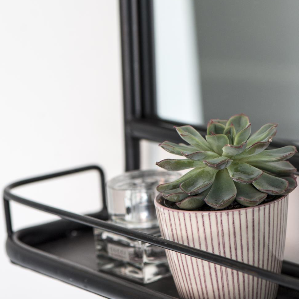 Wall Mirror With Mini Shelf Black