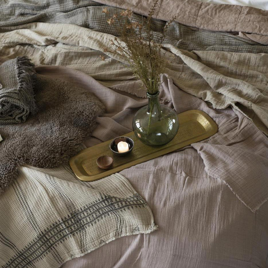 Vintage Quilt Double Bedspread Burned Rose