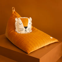 Thumbnail for Nobodinoz Lion Cushion yellow velvet