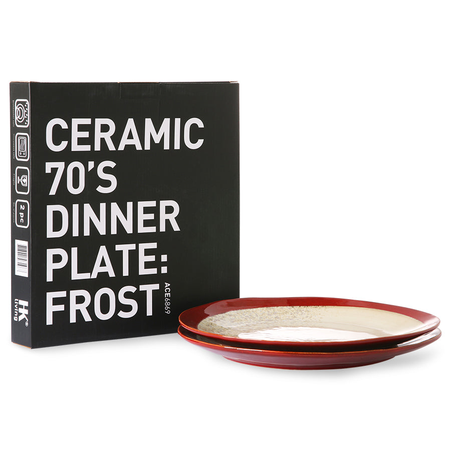 HK Living Ceramic 70's dinner plate Frost set of two