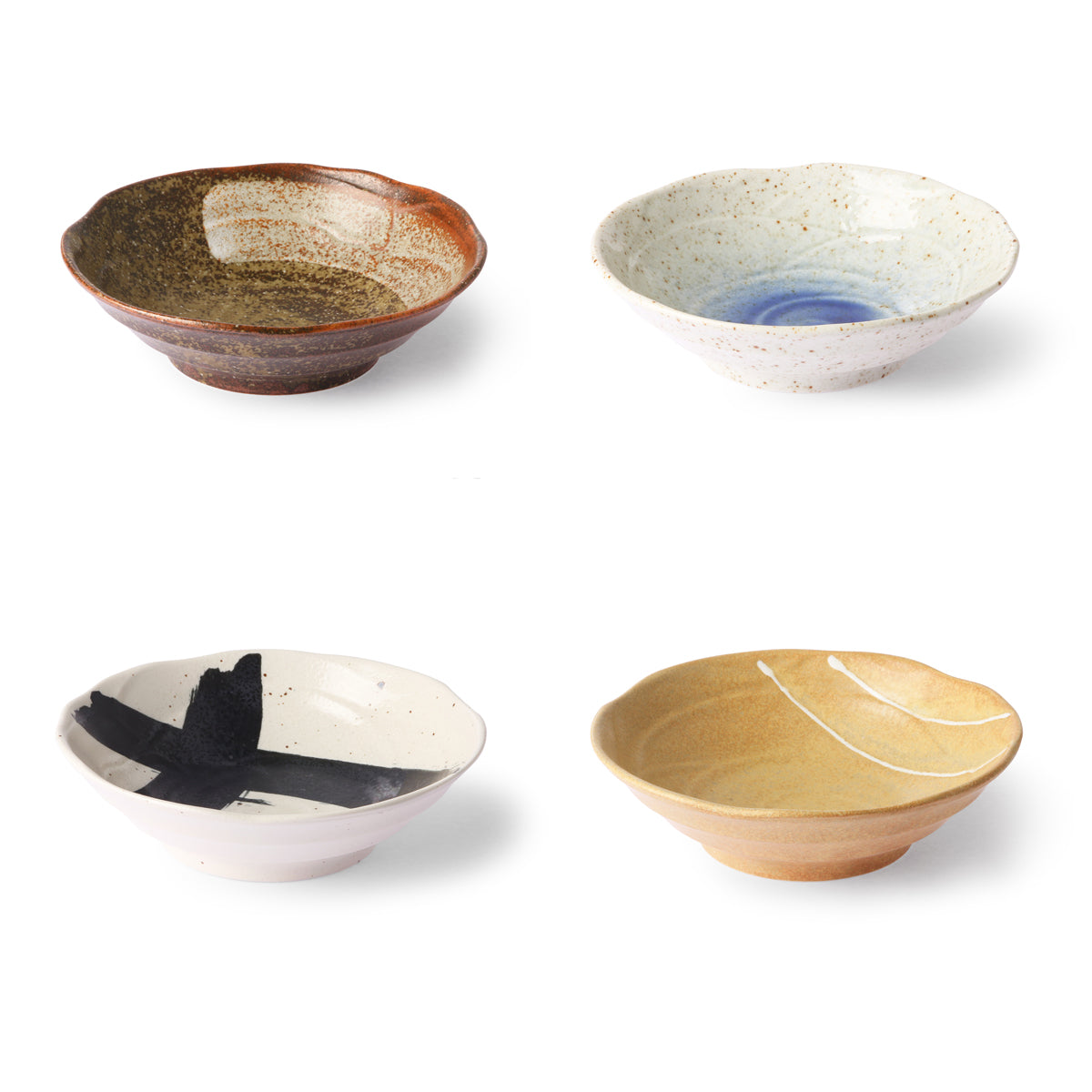HK Living kyoto ceramics: Japanese shallow bowl (set of 4)
