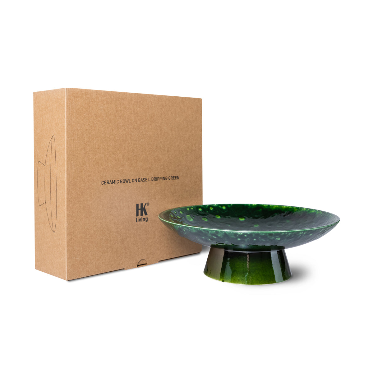 HK Living the emeralds: ceramic bowl on base l dripping green ACE7090
