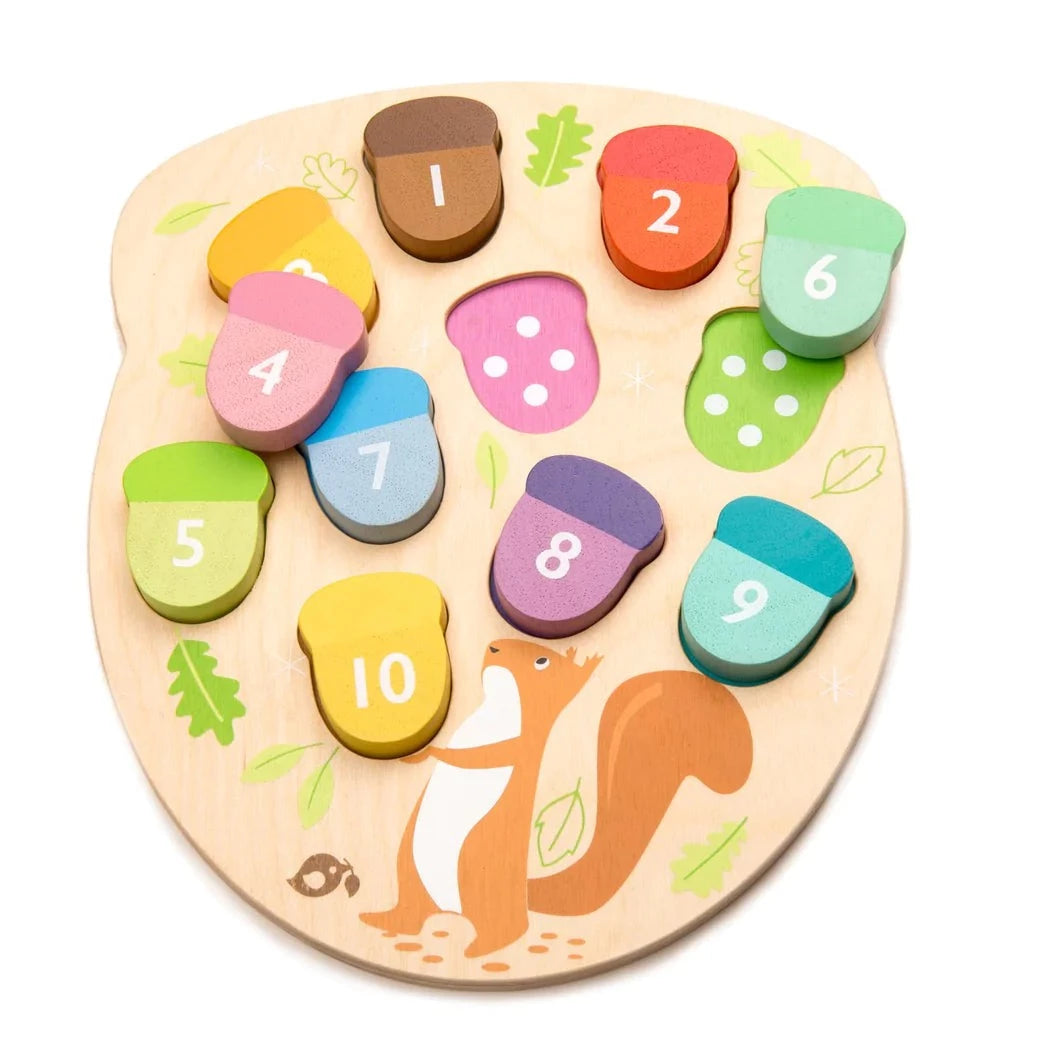 Tender Leaf Toys How Many Acorns Wooden counting game