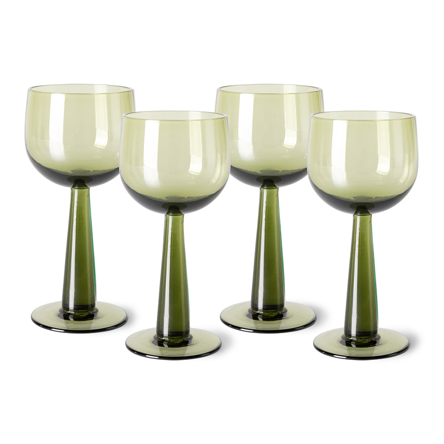 HK Living The Emeralds: wine glass high, olive green (set of 4)