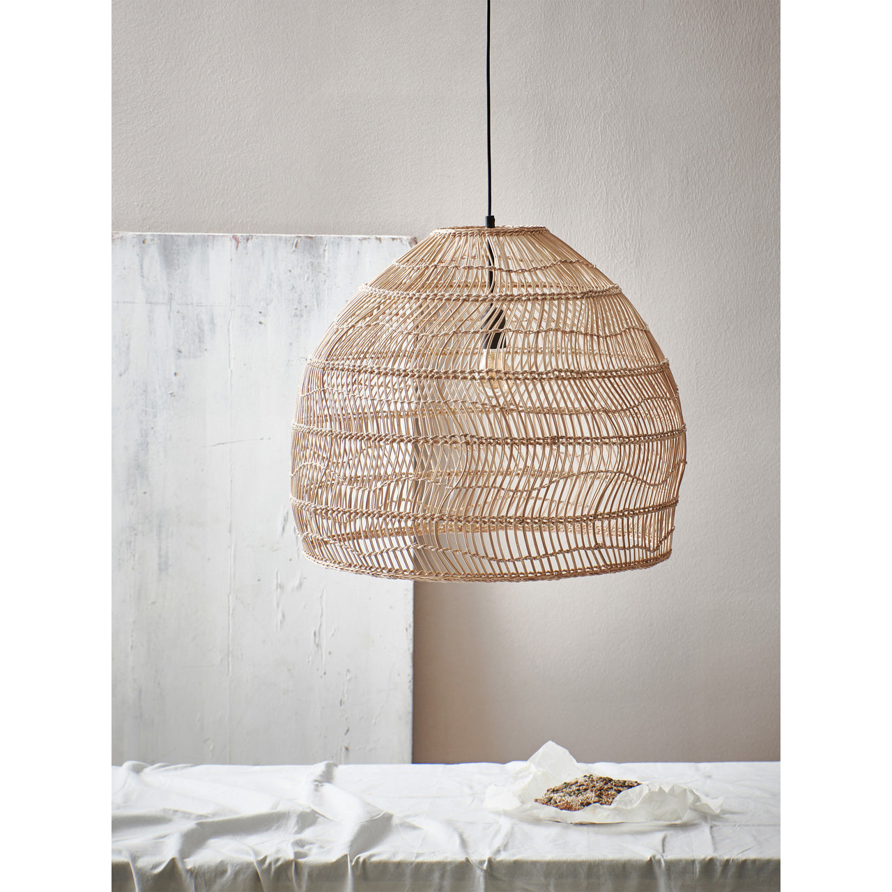 HK Living Wicker hanging lamp ball natural M