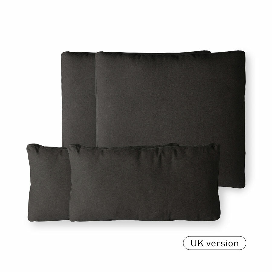 HK Living Outdoor lounge sofa cushion set in the colour black (UK - fire compliant)