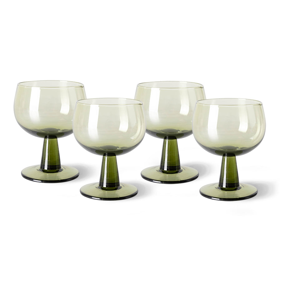 The Emeralds: Wine Glass Low Olive Green (Set of 4)