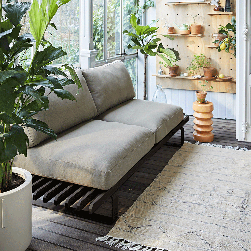 HK Living Aluminium Outdoor Lounge Sofa In The Colour Charcoal