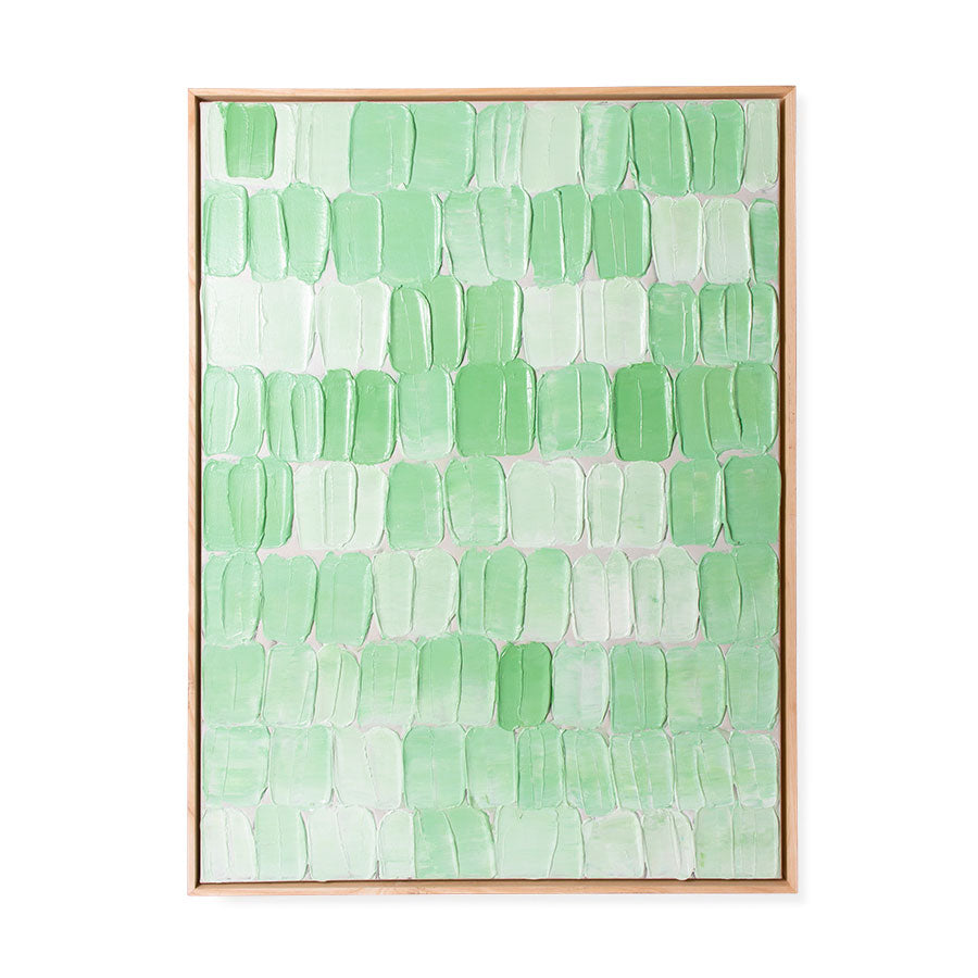 Framed Painting Green Palette Abstract 75x100cm