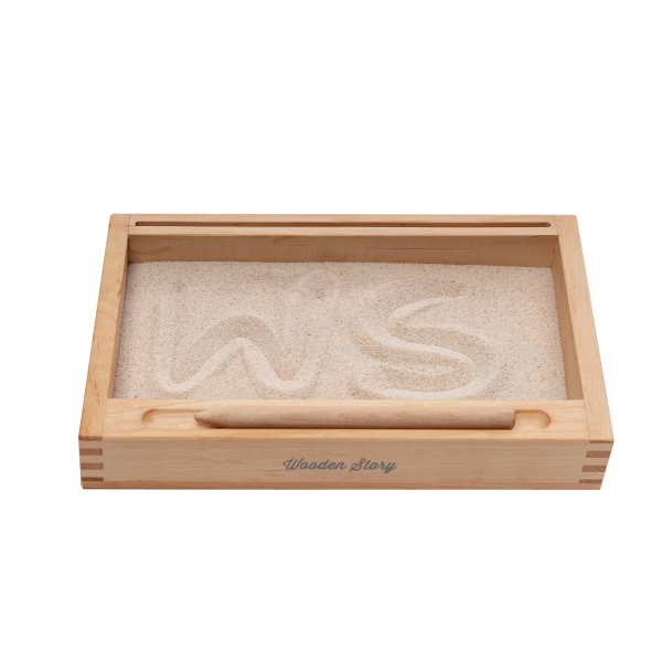 Montessori 1 Part Stand Tray with Flash-Card Holder: With sand 400g