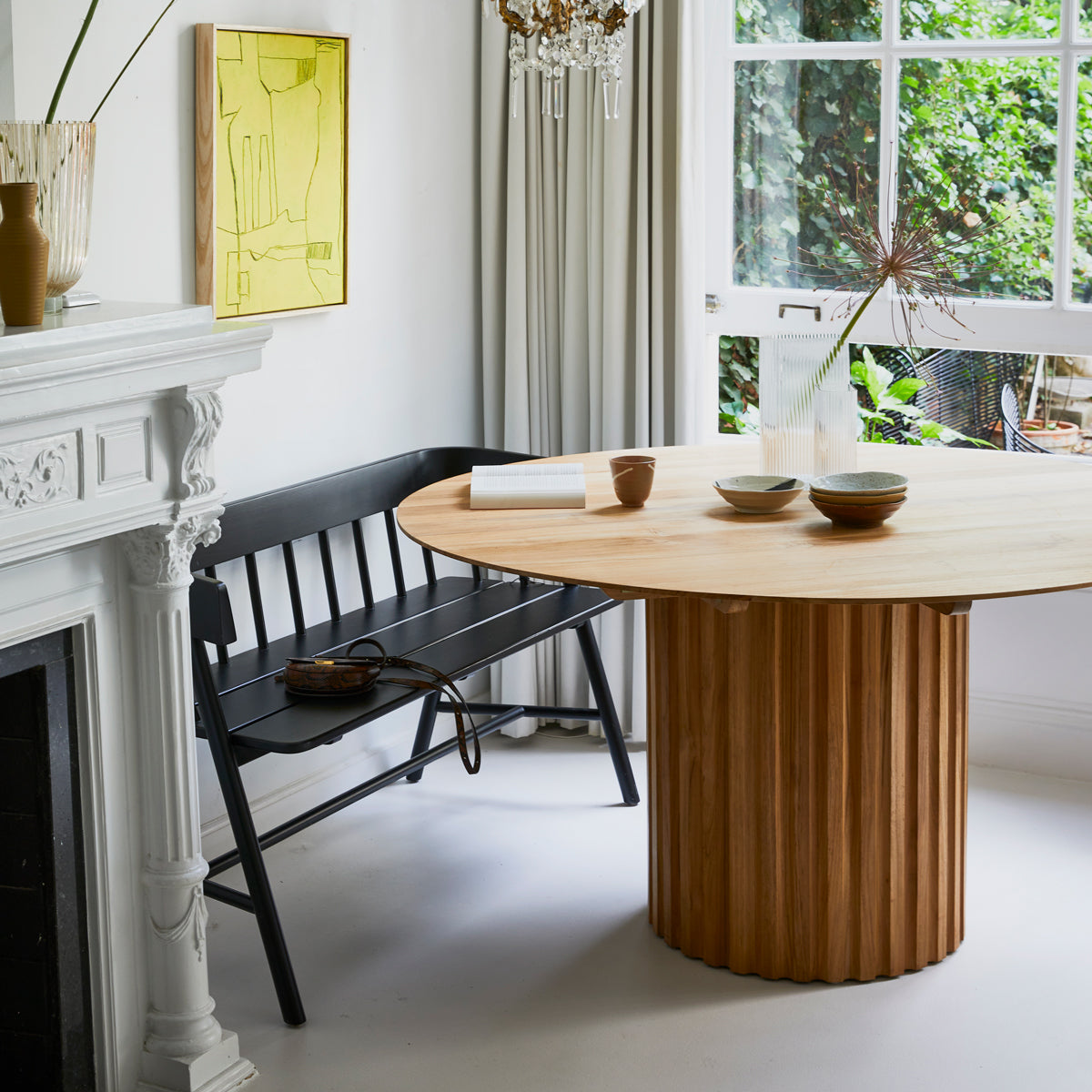 HK Living pillar dining table round teak