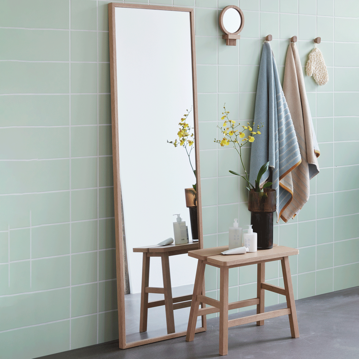 Floor mirror, oak, FSC, nature