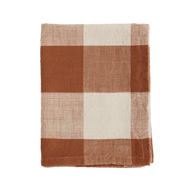 Cotton Kitchen Towel Check-Woven Terra