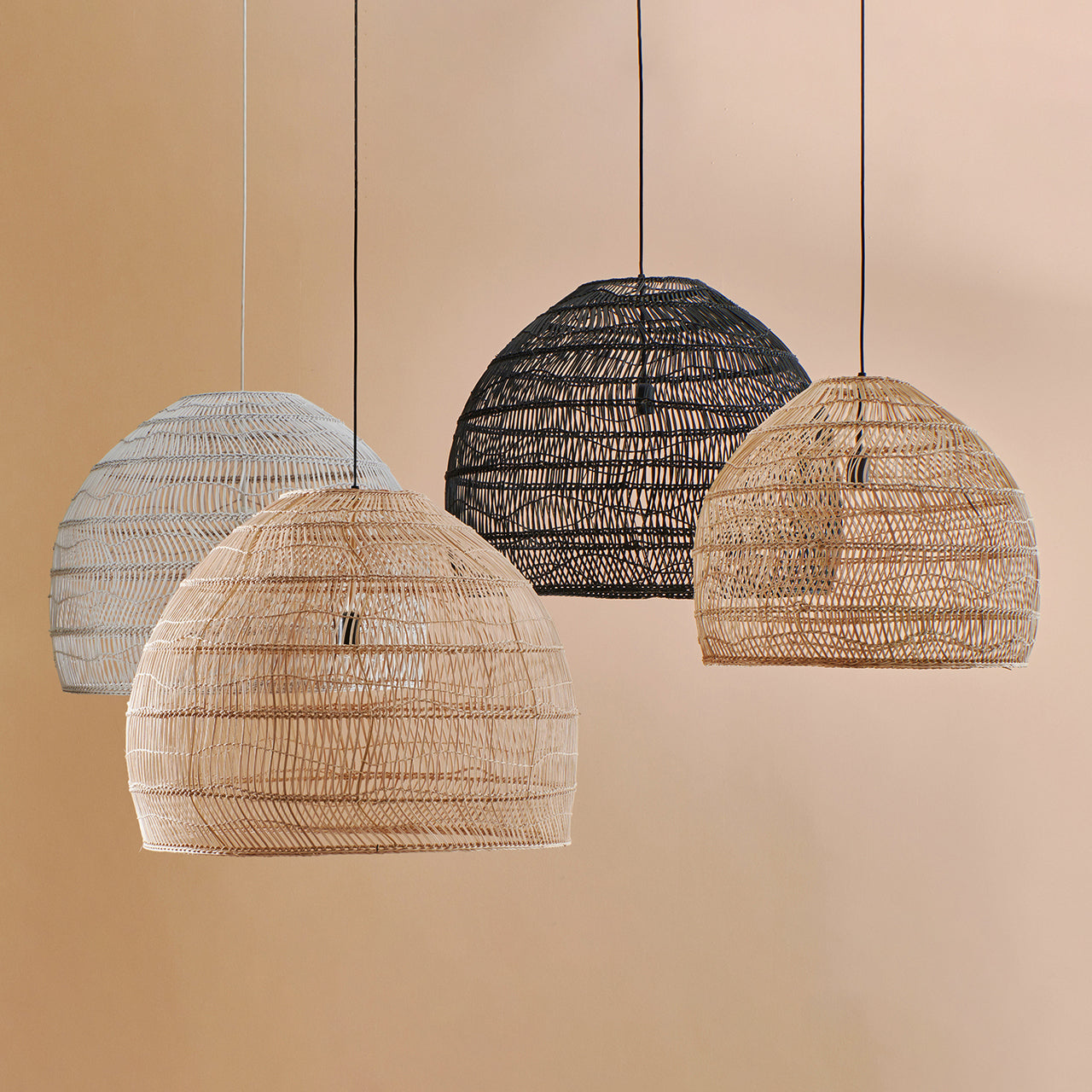 Natural Wicker Hanging Ball Lamp L