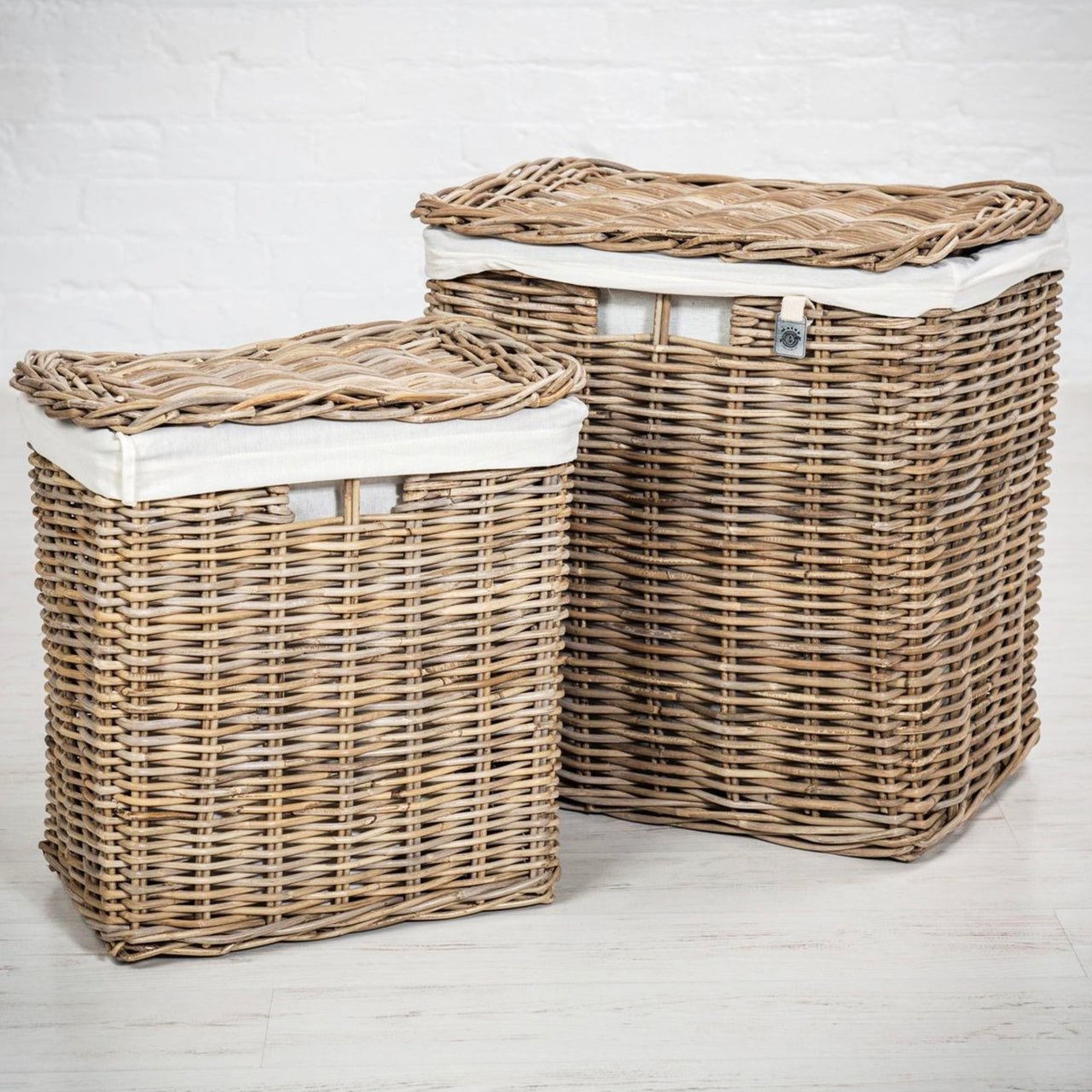 Rattan Rectangular Laundry Basket Set of Two