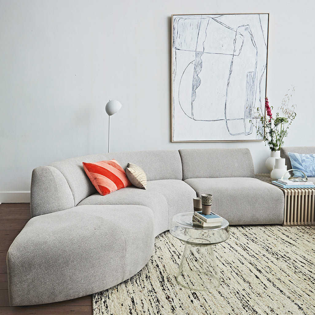 Striped shop velvet sofa